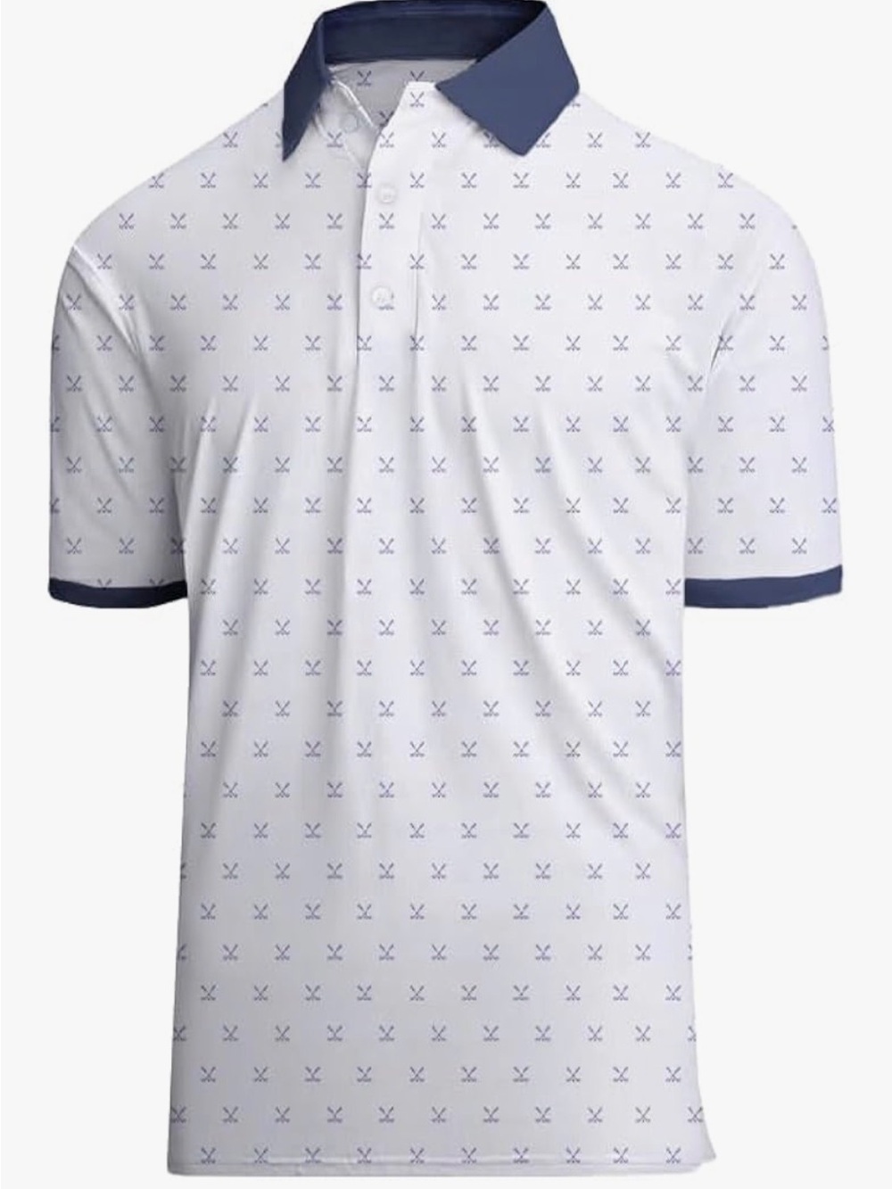 ACTFLARE Men's White Polo with Navy Contrast Collar and Sleeve Trim